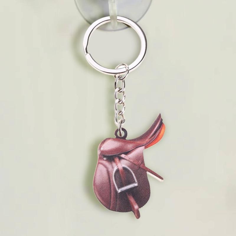 Colorful Saddles Pendant Keychain Acrylic Key Rings Accessory Handmade Keyring Bag Decoration Unique Gifts for Women