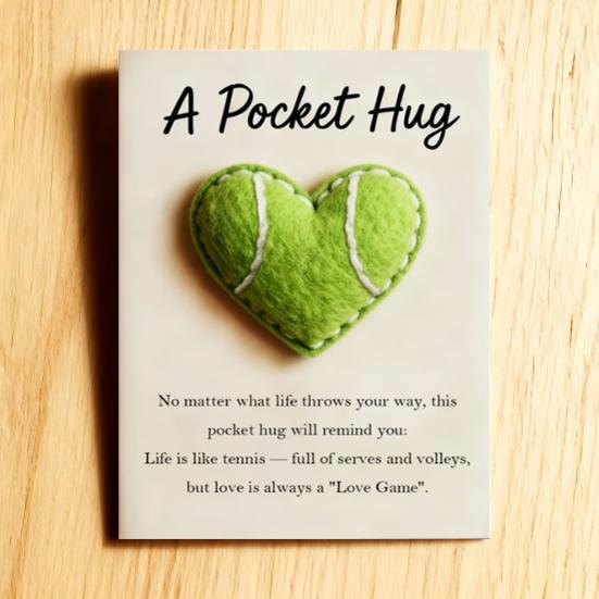 Love Heart Golf Pocket Hug with Positive Card Emotional Support Baseball Tennis Basketball Pocket Token Decoration Inspirational Gift