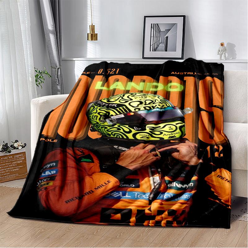 Manta Suave de Felpa Lando Norris Piloto F1, Manta de Franela Manta de Tiro para Sala de Estar Dormitorio Cama Sofá Oficina Cubierta Regalo