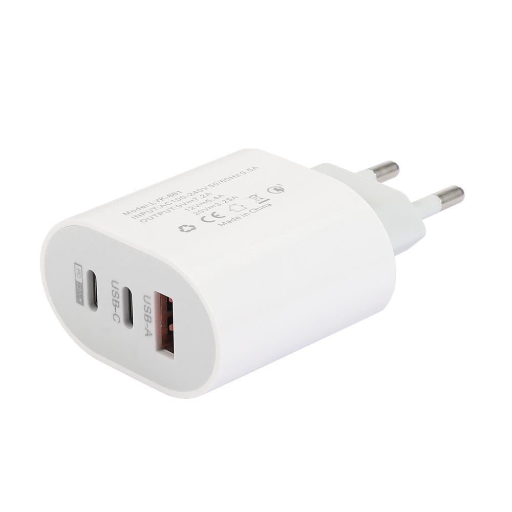 Type-C Multi-Port Charger: 2A USB + 2PD Travel Adapter (US/EU Specs)