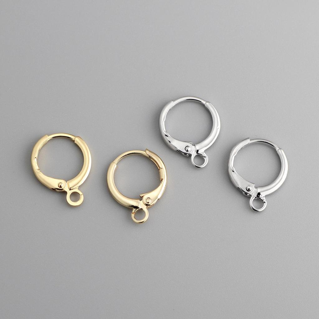 18k Gold Round Ear Clip with Hanging Loop Clasp - European Style DIY Earring Accessories