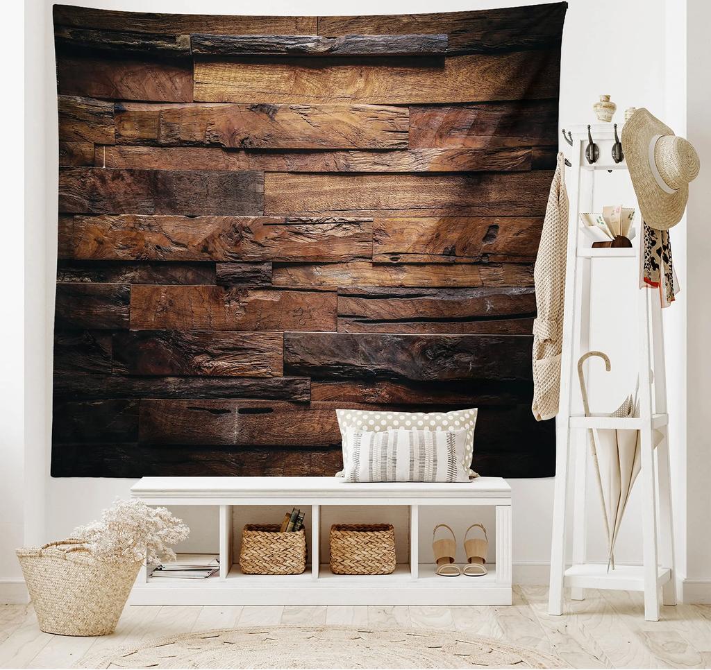 Vintage Planks Tapestry Wall Hanging Striped Wood Wall Tapestry Backdrap for Living Room Bedroom Dorm Home Decor Brown and Grey