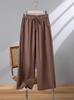Hohe Taille Baumwolle Leinen Damen Weite Beine Verkürzte Hosen - Koreanischer Stil, Große Größen, Kordelzug, für Frühling, Sommer, Herbst