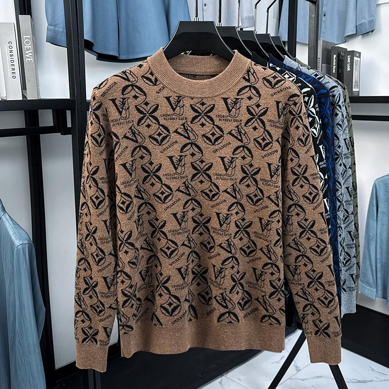 Maglione da Uomo a Girocollo in Lana Lavorato a Maglia Lusso Raffinato Lnlaid Ispessito Maglione Lusso Moda Morbido per il Lavoro Abbigliamento Maschile Top