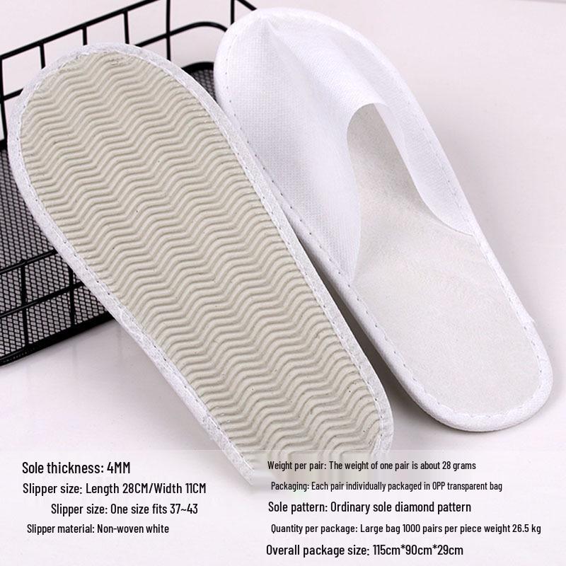 Portable Thick Cotton & Linen Disposable Slippers for Hotels, B&Bs, Guest Houses, and Travel