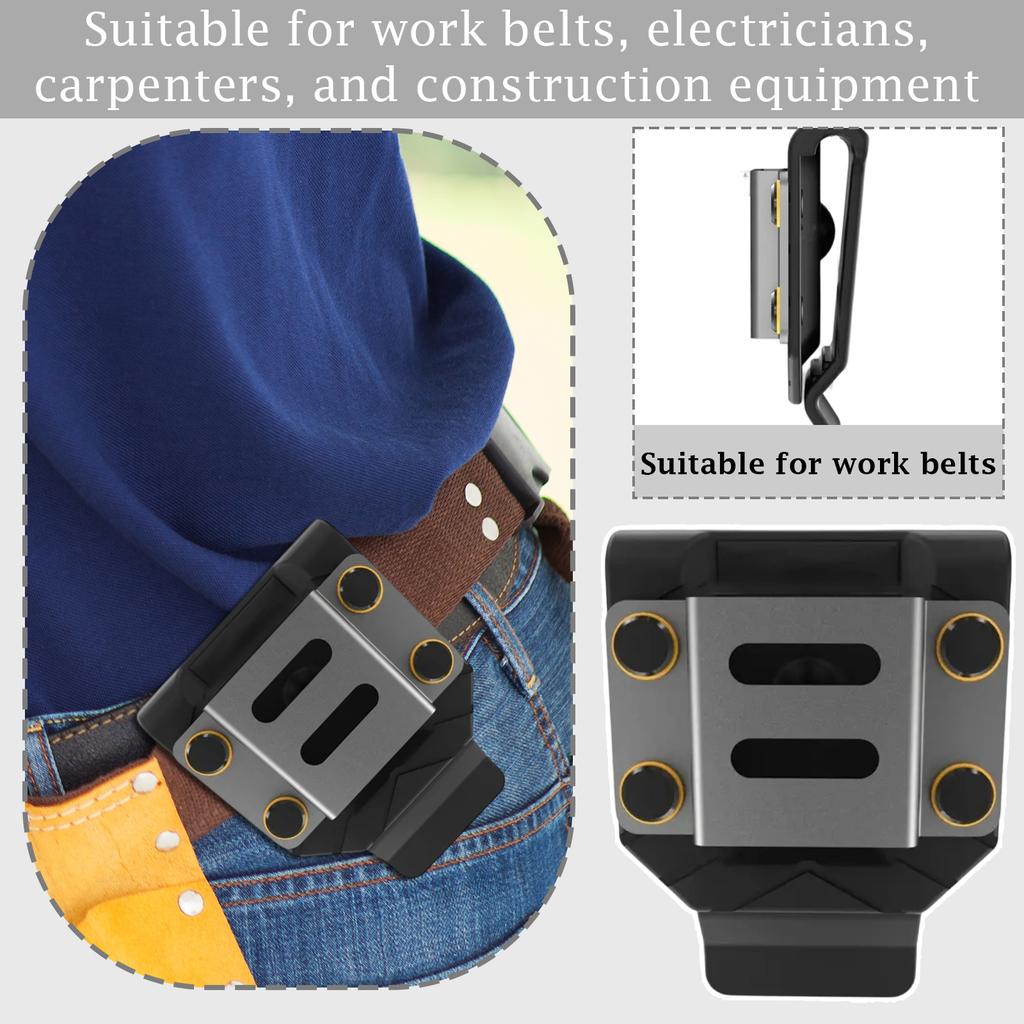 Heavy-Duty Drill & Tape Measure Belt Clip - Tool Holder For Work Belt, Electrician, Carpenter, And Construction Gear