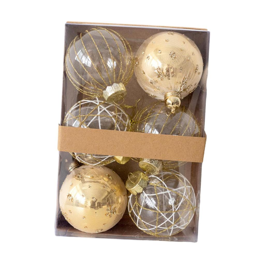 6Pcs Christmas Balls Ornaments DIY Hanging Crafts 8cm Xmas Tree Decor Christmas Pendants for Garland Party Favor Festive Xmas