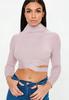 Missguided Ribbed Purple Blouse 34 Wyf