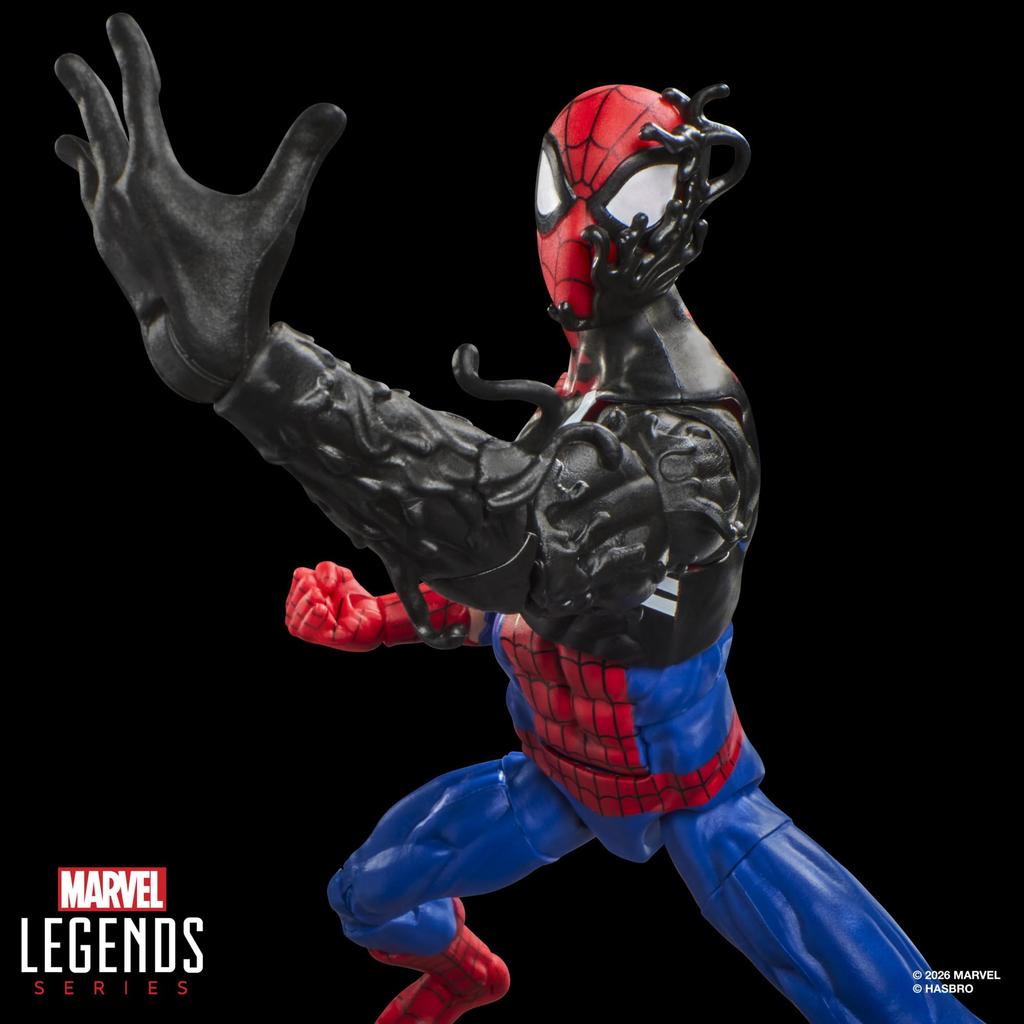 Hasbro Marvel Legends Series Spider-Man Alien Costume Retro Marvel Comics Secret Wars 6-Inch Action Figure with Shield G2419