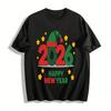 2026 Neujahrsthema Roter Zahlenaufdruck Lässiges Oberteil Reines Baumwoll-T-Shirt