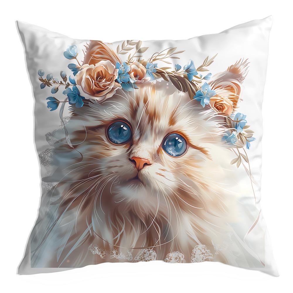 New White Cat Dream Print Pillowcase Atmosphere Decorative Cushion Pillowcase