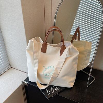 Canvas Bag Women's Large-capacity New Summer Versatile Casual Shoulder Messenger Bag College Student Tote Bag