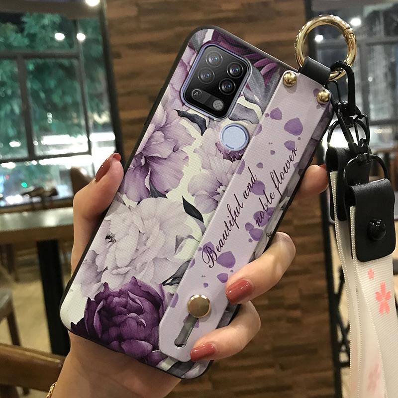 Soft case Back Cover Phone Case For Tecno Pova/LD7 Dirt-resistant Kickstand Wrist Strap Anti-knock Ring Silicone Durable