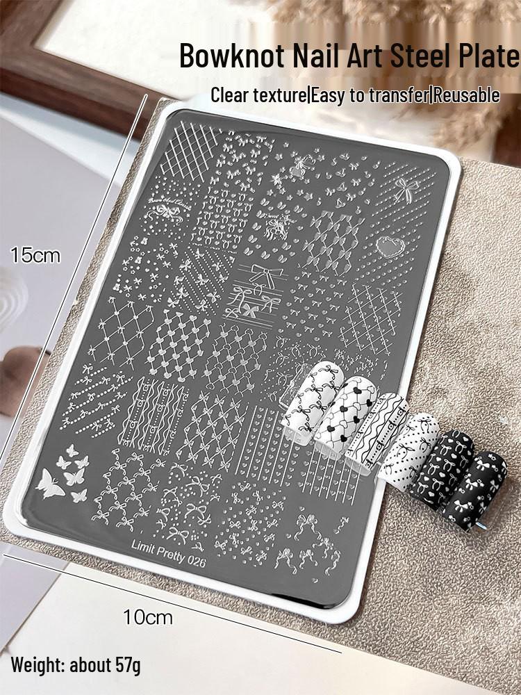 Nail Art Stamping Plates - Star, Polka Dot, Lines, Grid Lace Textures