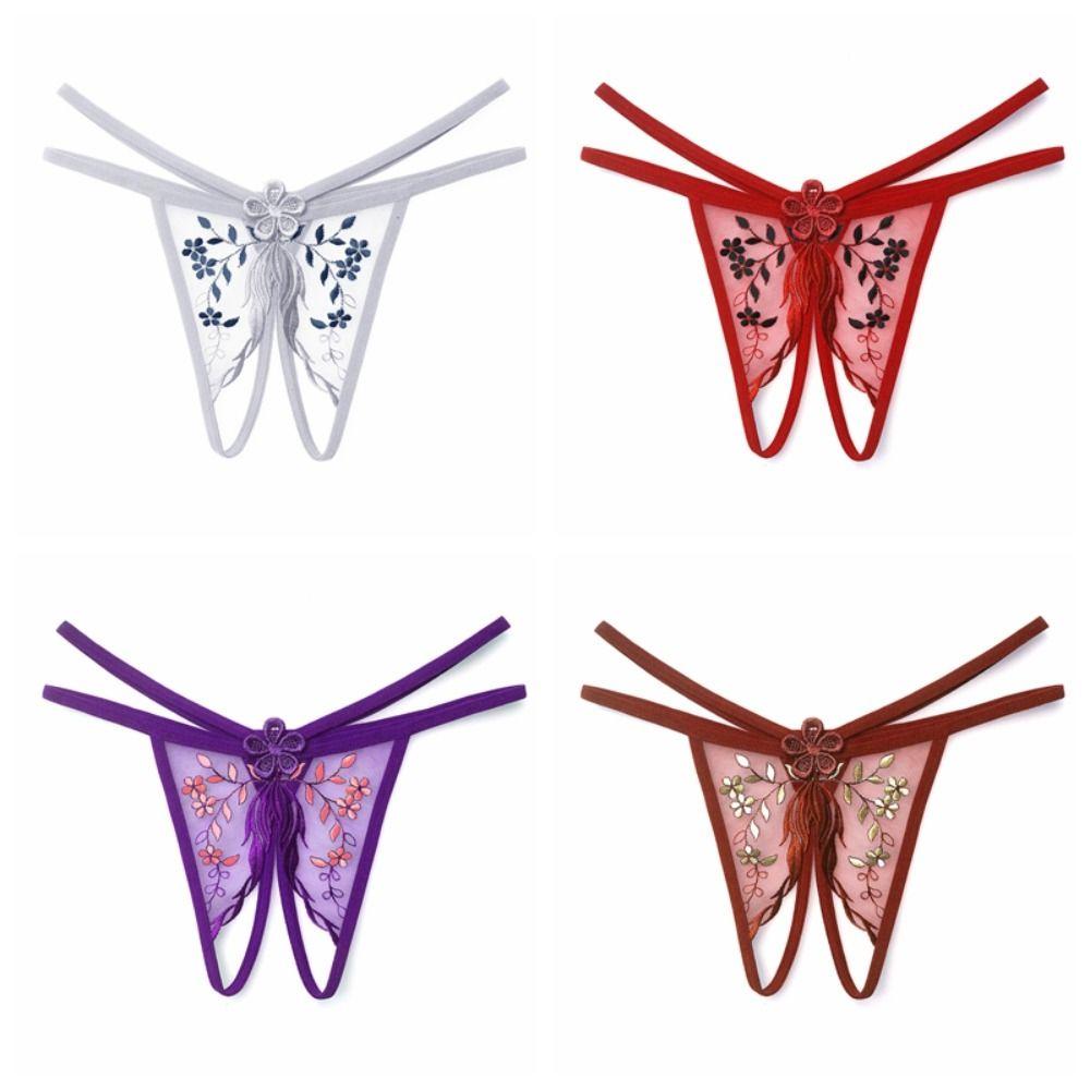 Thin Belt Lace Flower Panties Transaprent Traceless Briefs Fashion Women Mesh Thong  Underwear