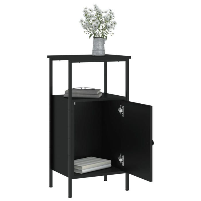Table de chevet - Maison Exclusive - Noir - Bois d'ingénierie &amp; cadre en fer - 41x31x80 cm