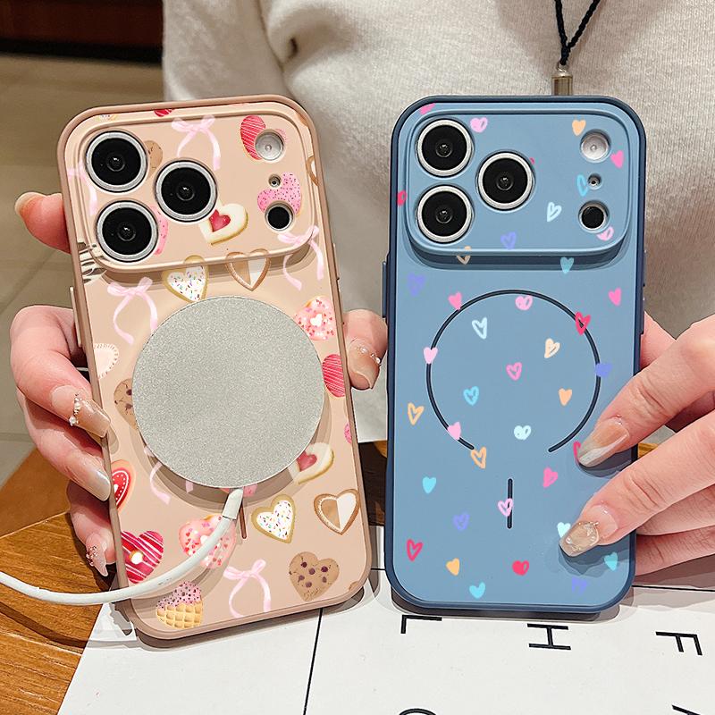 Cute Candy Love Heart Case For iPhone 17 18 Pro Max Magnetic For Magsafe Skin Feel Hybrid Phone Cover For iPhone 16 15 14 13 Pro Max