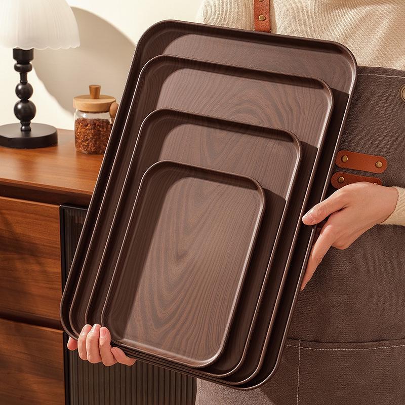 Vassoio Rettangolare Effetto Legno per Tazze e Dolci