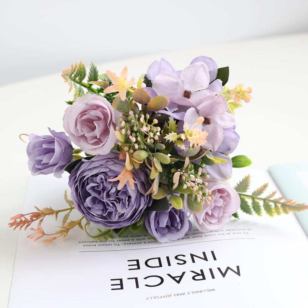 Peonies Rose Artificial Flowers Autumn Fake Peony Silk Hydrangea Flowers Bouquet Wedding Arrangements Floral for Home Decoration