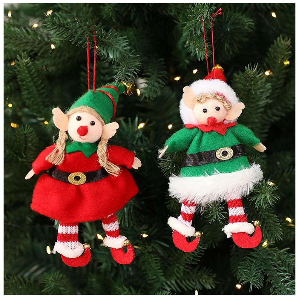 Christmas Doll Hanging Ornament In Green And Red Cloth, 9-10cm Fairy Design For Holiday Tree Decoration At Home, Office Or Party