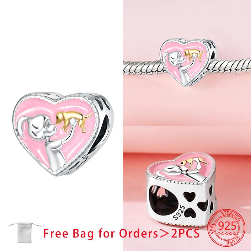 Elegant Charms Copper Heart Cat Pet Dog Beads Pendant Fit Bracelet Necklace Accessories Bead Jewelry Making Jewelry Gift