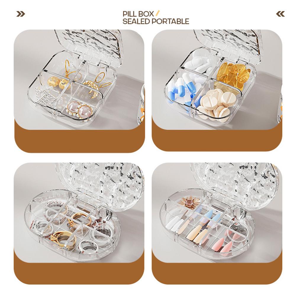 Grid Storage Box Sealed Mini Packaging Box Transparent Organizer Dustproof Bow Jewelry Box For Dresser Travel Jewelry Display