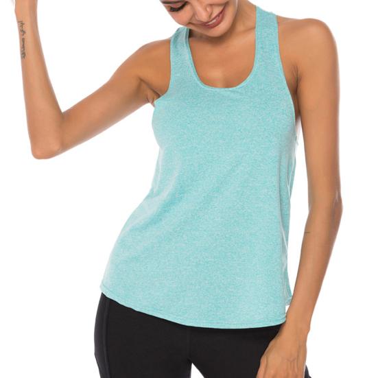 Workout Tank Solid Color Sweat-absorbing Breathable Relaxed-Fit Sleeveless Fitness Polyester Women Athletic Yoga Top Fitness Vest for Girl