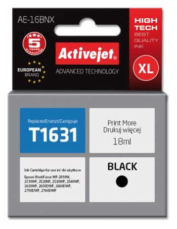 High-Capacity Black Ink Cartridge T1631 by ActiveJet - Compatible with Epson Printers