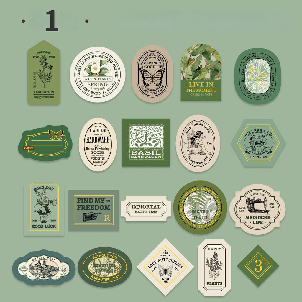 Light Retro Label Box Stickers Writable Sealing Sticker Decoration Handbook Stickers Aesthetic Stationery 40pcs/box