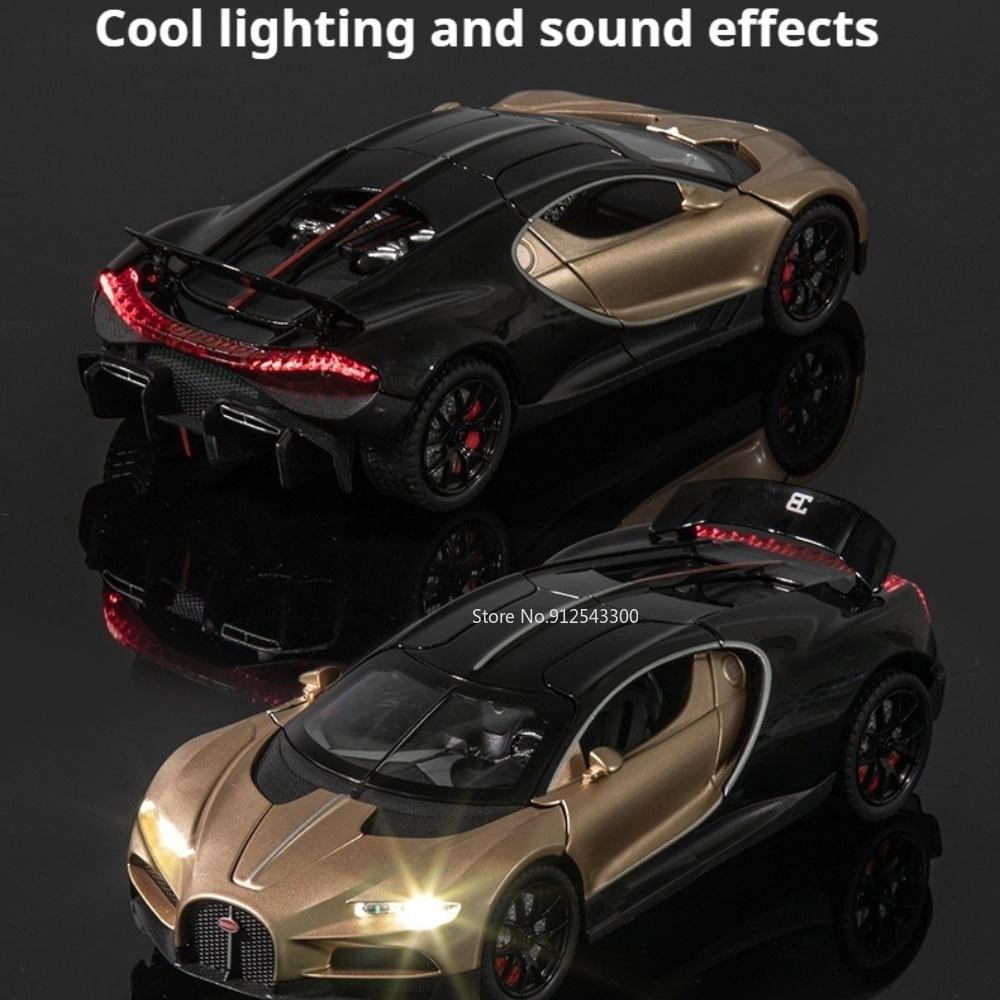 1:24 Tourbillon Atlantic Sports Car Model Toy Sound Light Pull Back Doors Opened Cars Models Toys Desktop Ornaments for Boys