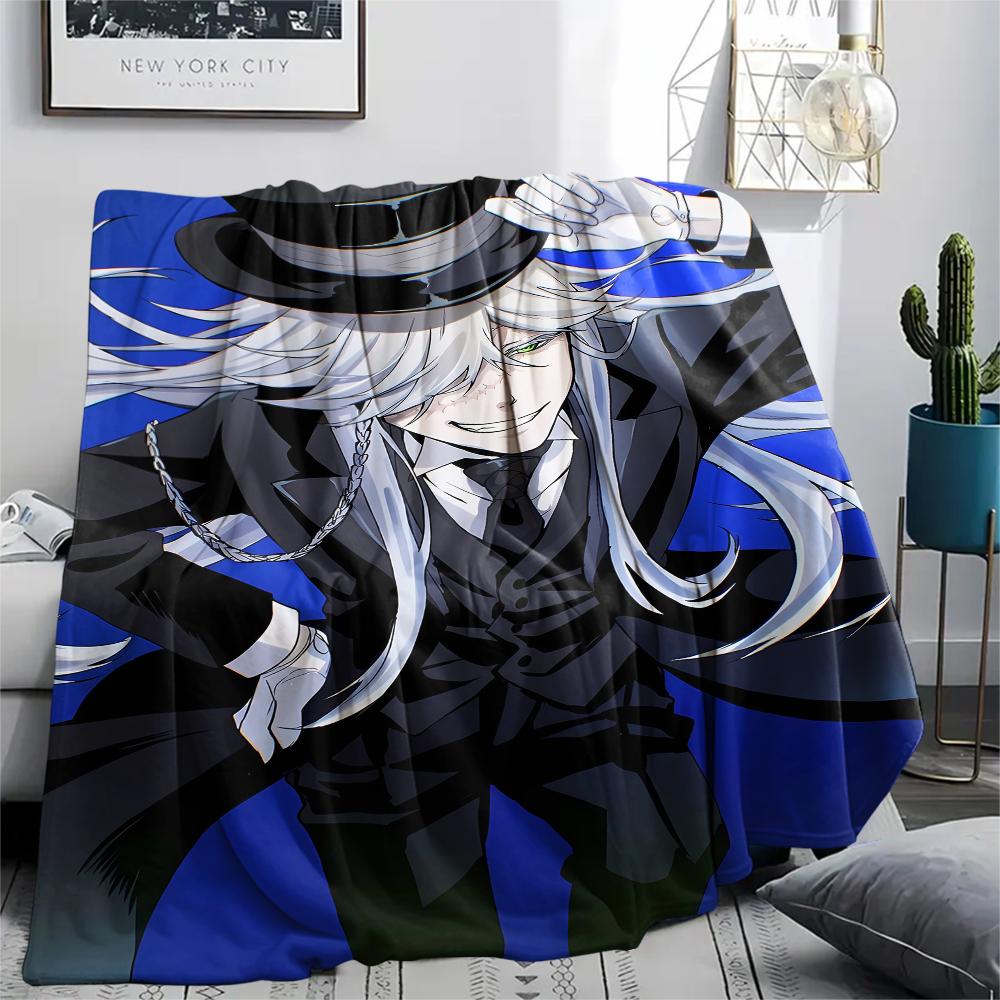 1PC Black Butler Print Flannel Blanket, High quality All Seasons, Home Decor, Warmth and Comfort, Perfect for Christmas Gifts