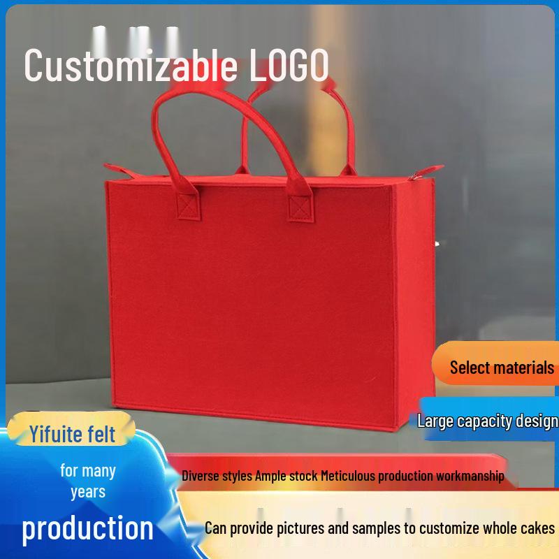 Large Capacity Felt Fashion Tote Bag - Customizable Logo, Perfect Gift or Souvenir Handbag
