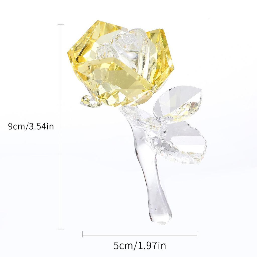 Crystal Glass Rose Ornament - Home Decor & Creative Gift