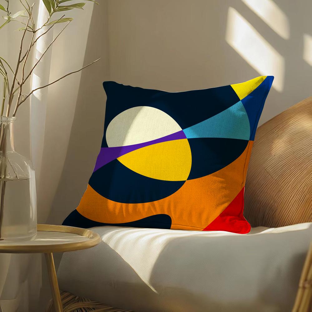 Abstractcurvecontrastingcolors Pillow Case Pillowcase, Double-Sided Printed, Sofa Cushion, Bedroom Headboard