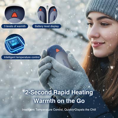 2 Pack AI 2000mAh Electric Hand Warmers Rechargeable Hand Warmers Portable Heater 3 Settings Temperature Adjustable Hand Warmer