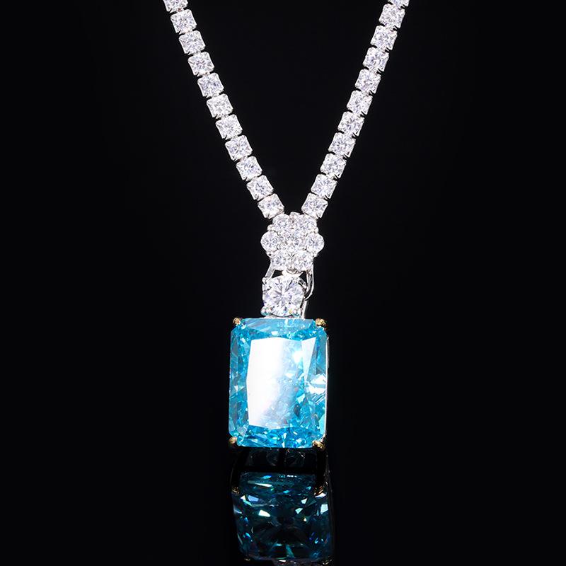 

Ювелирный серебряный кулон с бриллиантами и высоким содержанием углерода, роскошный кулон, ювелирное изделие, главный камень 12 * 16