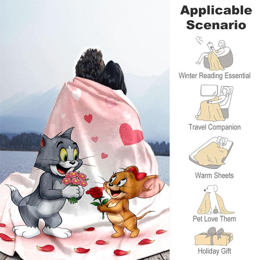 1pc cat mouseOutdoor Flannel Blanket Soft Plush Decor for Picnics, camping,Bedroom, Playroom, or Lunch Breakn1149A
