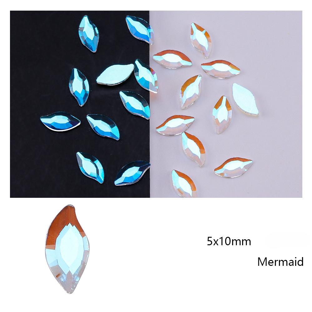 Elektrokaplama Aurora Ab Tırnak Sanatı Elmas Xiaohongshu Sıcak Elf İnternet Ünlü Düz Tabanlı Özel Şekilli Elmas