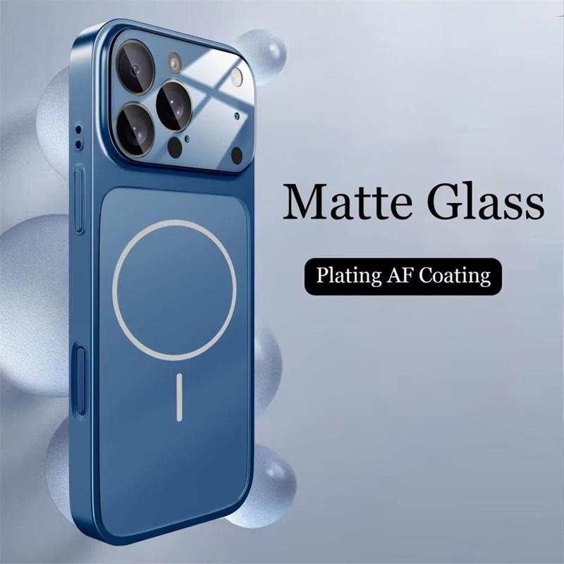 

Glass Nano Matte Case For For Iphone 17 Air 16 15 14 13 17 Pro Max Magnetic For Magsafe Wireless Charging Shockproof PC Cover For iPhone 17 ProMax