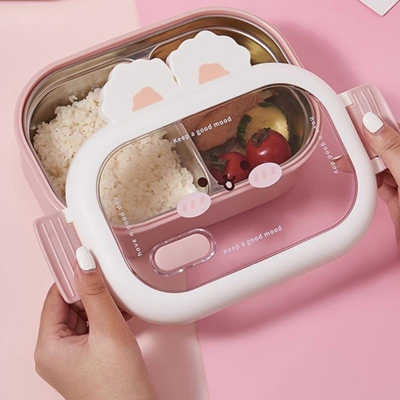 Rabbit Decorated Meal Container Multi Compartment Rabbit Lunch Box for Children Stable Stainless Steel Container
