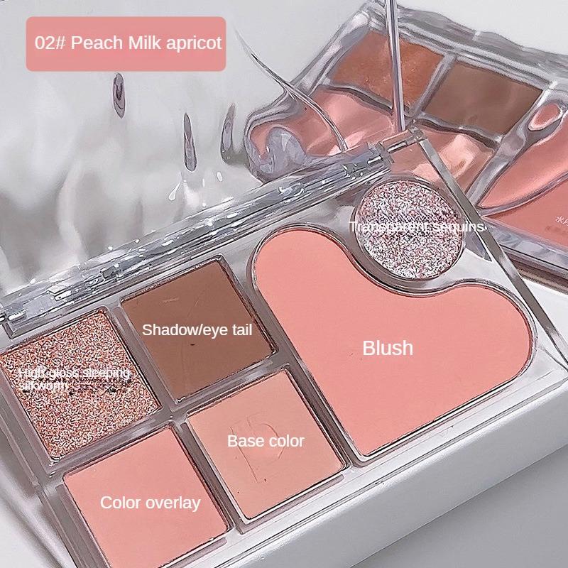 

Шестицветная палитра теней для век, румяна, хайлайтер, жемчужные матовые, тонкие мерцающие тени для век, доступный макияж