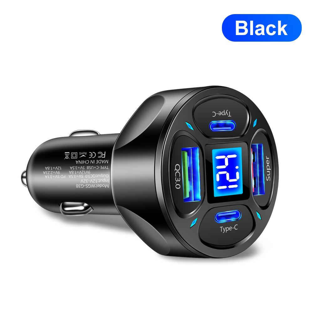 66W USB Autoladegerät Typ-C Schnellladung 4 Anschlüsse Quick Charge 3.0 Adapter Für iPhone 15 14 Pro Samsung Xiaomi Auto Handy Ladegerät