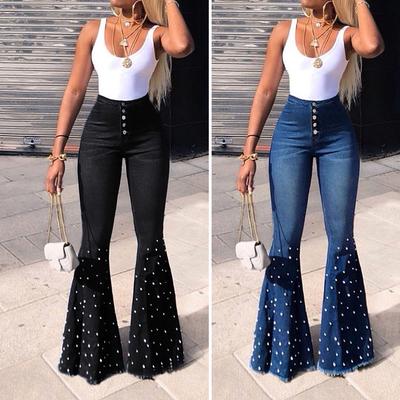 womens jeans with pearls on them