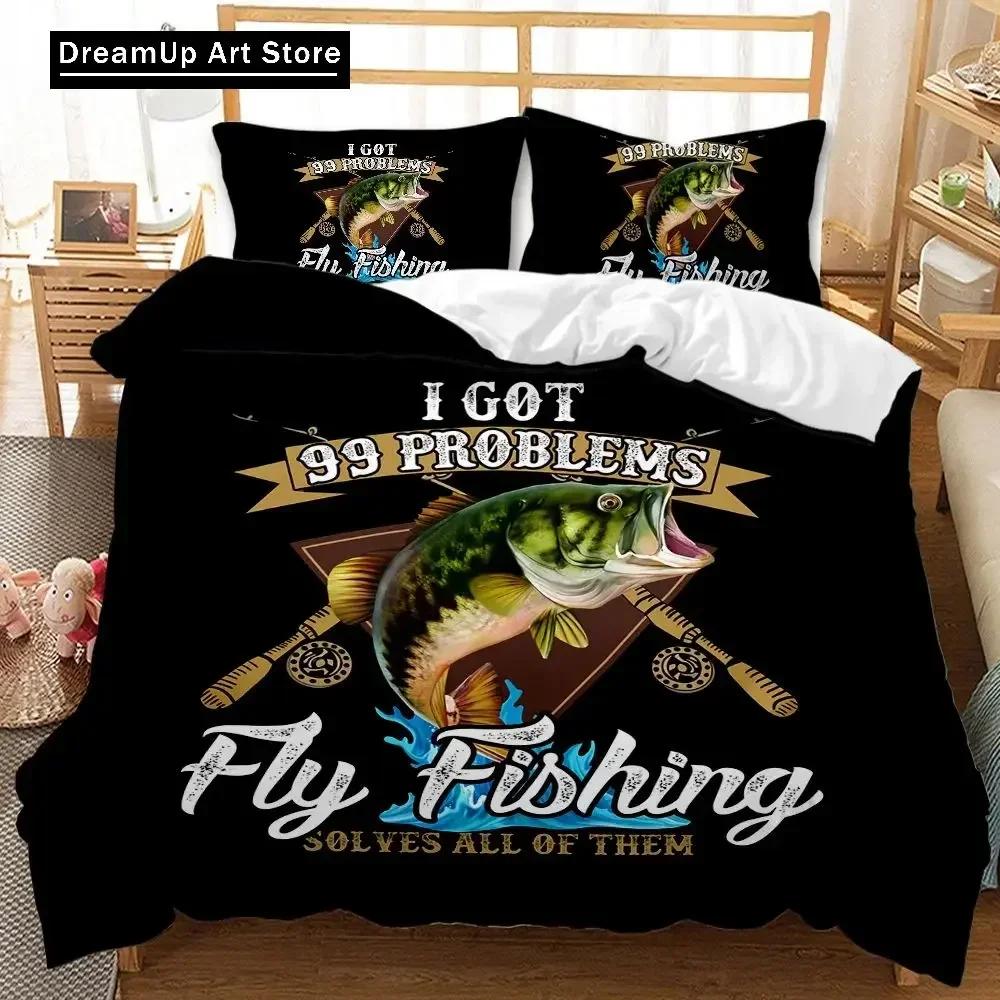 3D Print Fashion Big Pike Fishing Hunting Bedding Set Boys Girls Twin Queen Full Size Duvet Cover Pillowcase Bed Adult Bedroom