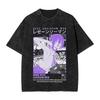 Reze Bedrucktes T-Shirt Anime Chainsaw Man Kleidung Herren Damen Retro Gewaschene T-Shirts Kurzarm T-Shirt Harajuku Herren Baumwoll-T-Shirt