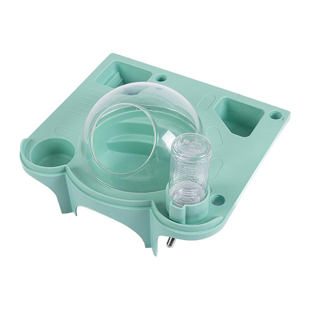 

ABS Маленькая клетка для хомяка Дом для хомяка с 2 обеденными зонами Бутылка для воды Лестница Прозрачная капсула Ванная комната для маленьких животных Клетка синий