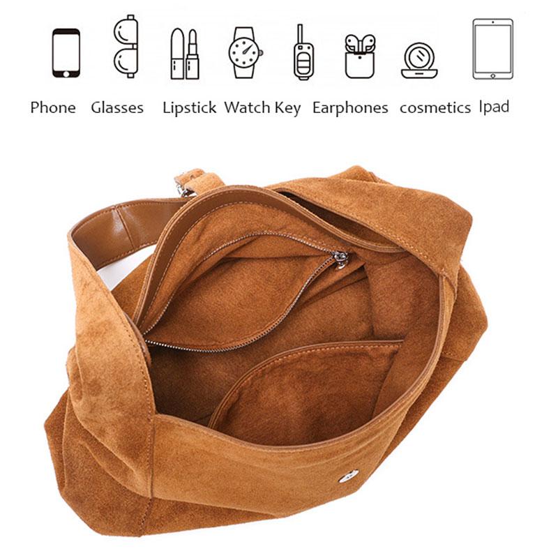 Women's Bag New Suede Split Leather Luxury Designer Shoulder Bag High Quality Cowhide Women Bags Fashi Female Handbag