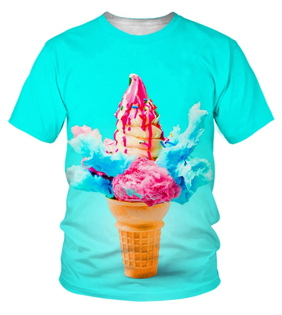 Fashion Ice Cream T-Shirts Summer Novelty Children's T-Shirt Boy Girl Clothes from 5 to 6 Years Tops Round Neck Girls Clothing