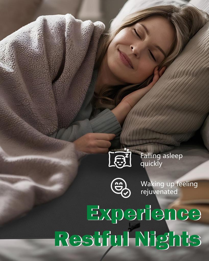 Grounding Mat for Bed, 35.4" X 23.6" Earthing Pad – Improves Sleep, Enhances Circulation, Balances Energy, Reduces Pain & Inflammation