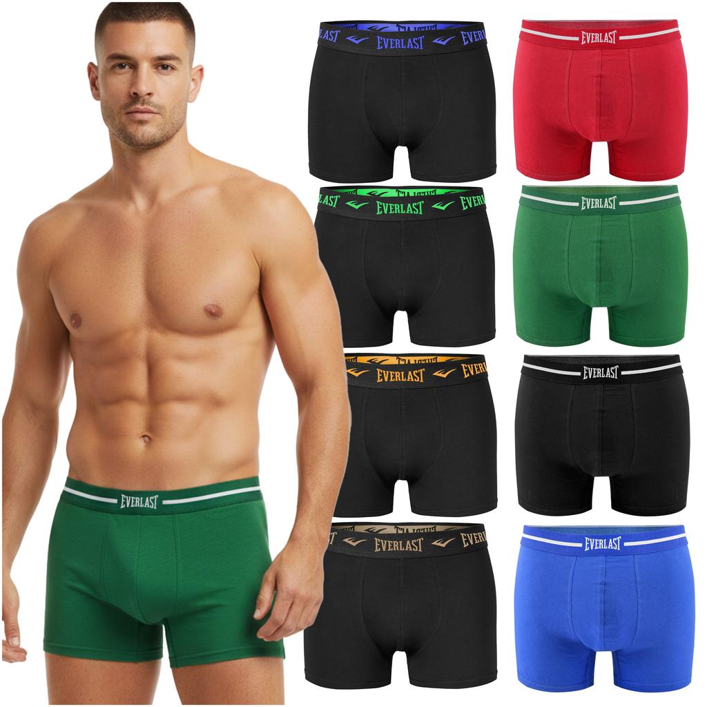 Everlast Men' Boxer Shorts 8 Pack Cotton Black Color Logo Size